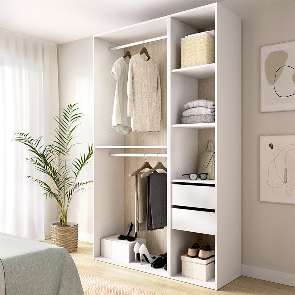 Armadio Camera da Letto Fellowship, Guardaroba Grande 4 Ripiani, 45x205h cm Bianco