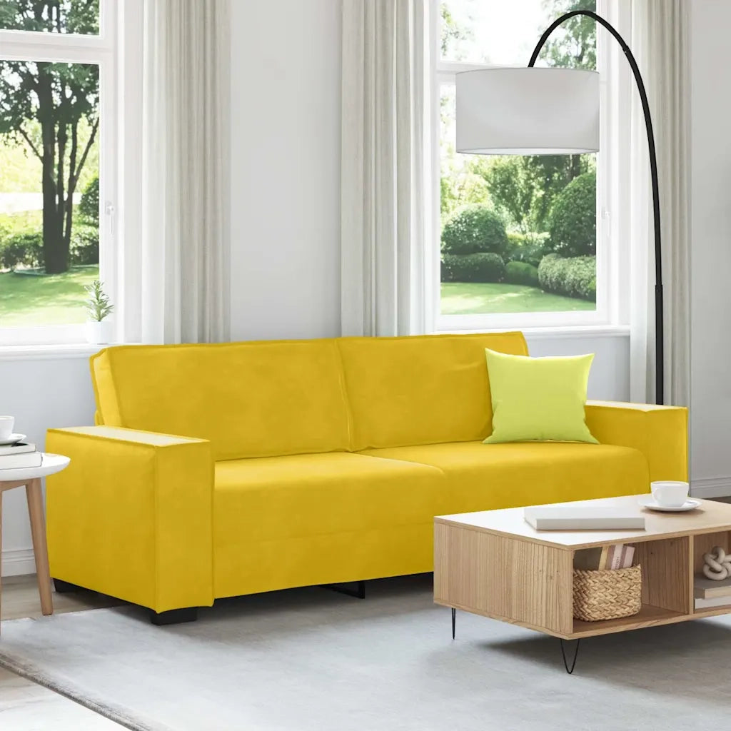 vidaXL Divano a 3 Posti Giallo 180 cm in Velluto