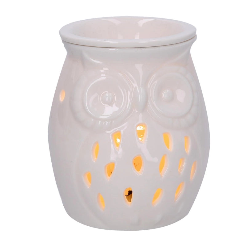 Bruciaessenze ceramica gufo con spina cm ø9,5h13,5
