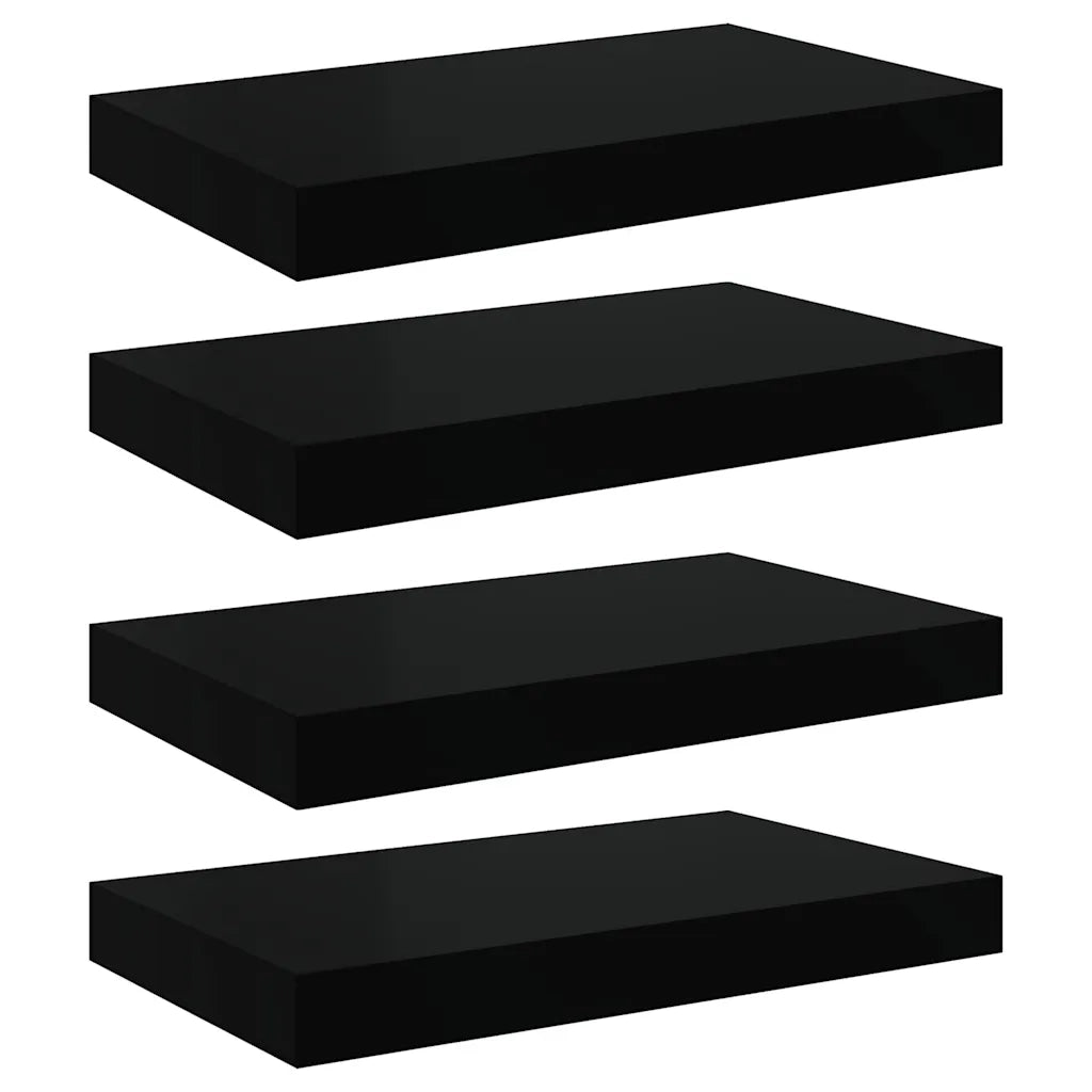 Scaffali a Parete 4 pz Nero Lucido 40x23x3,8 cm in MDF cod mxl 61699