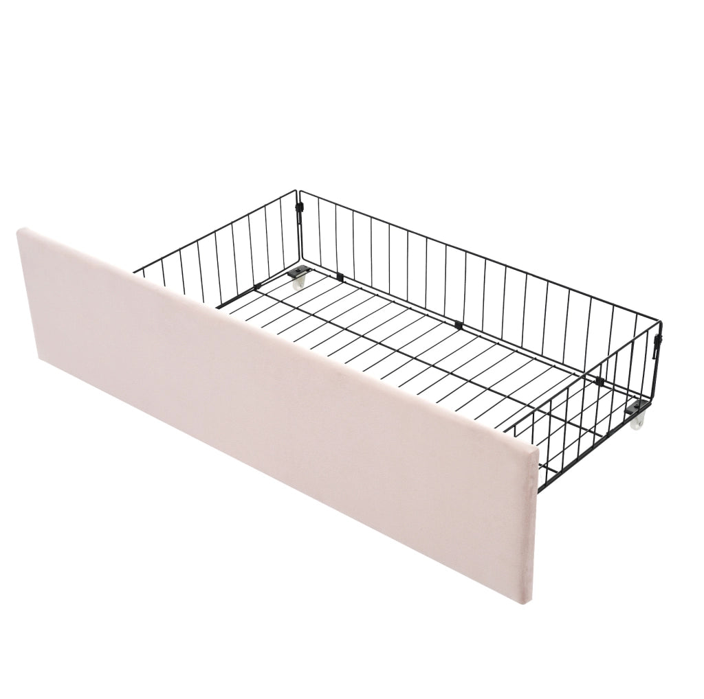 Letto imbottito con 2 cassetti e struttura salvaspazio, 90x190 cm