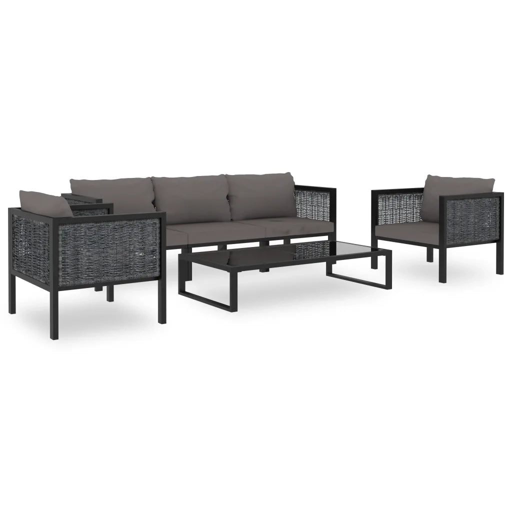 Set Divani da Giardino 6 pz con Cuscini in Polyrattan Antracite cod mxl 36636