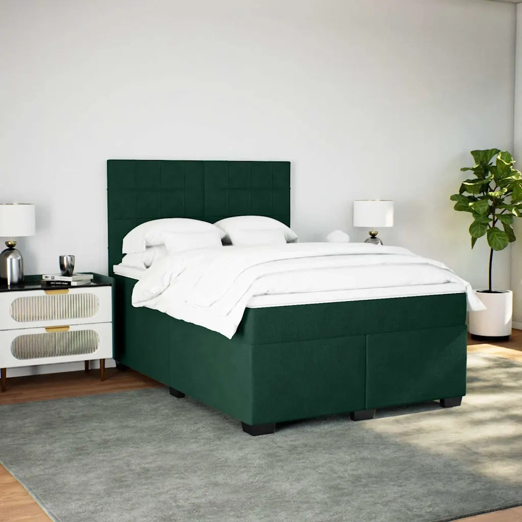 Giroletto a Molle con Materasso Verde Scuro 140x190 cm Velluto 3290909