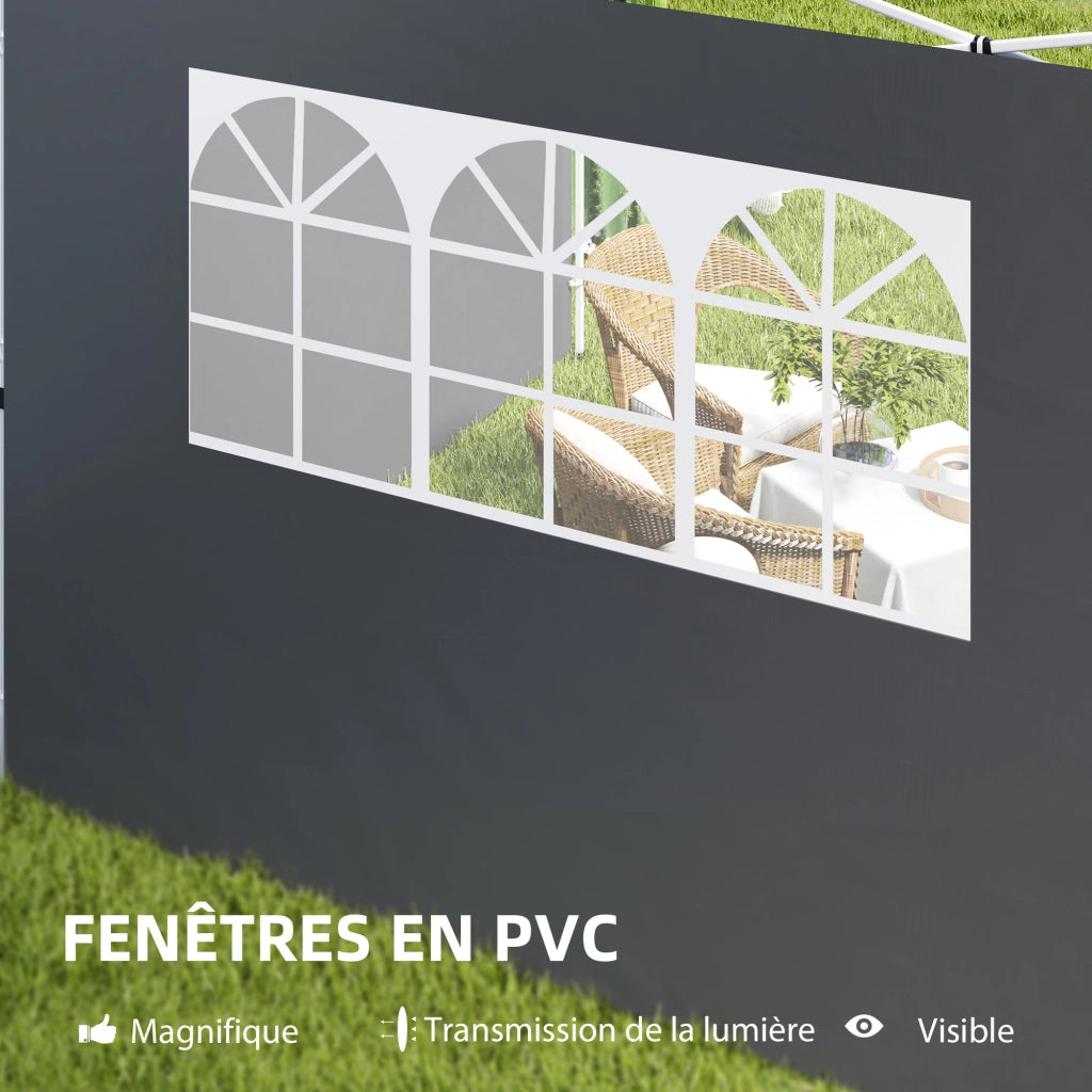 Pannelli laterali per gazebo 3x3 m ¨C zephmum ¨C 2 pezzi, tessuto Oxford, grigio scuro