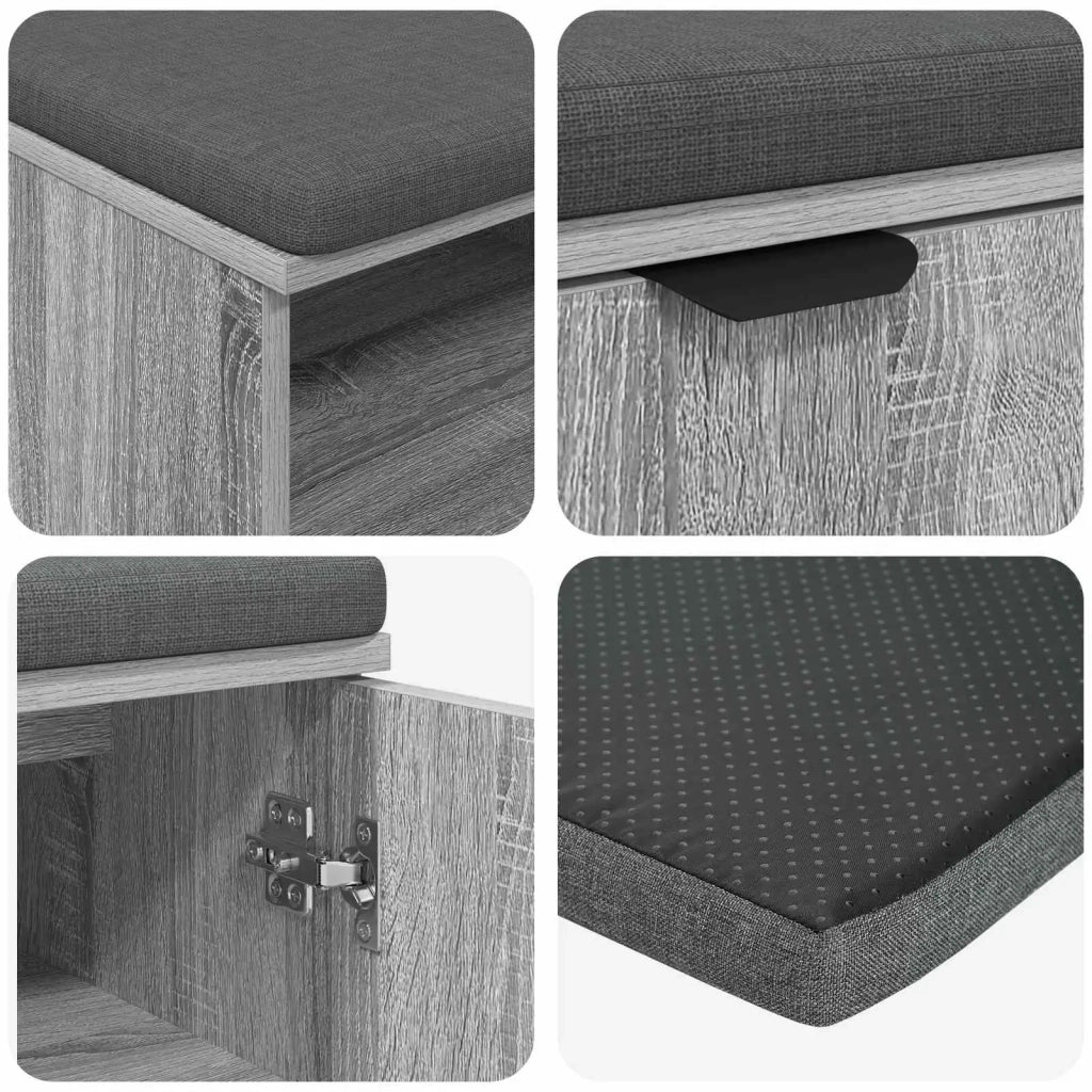 Panca per ingresso con cuscino Sonoma grigia 80 x 38 x 46 cm