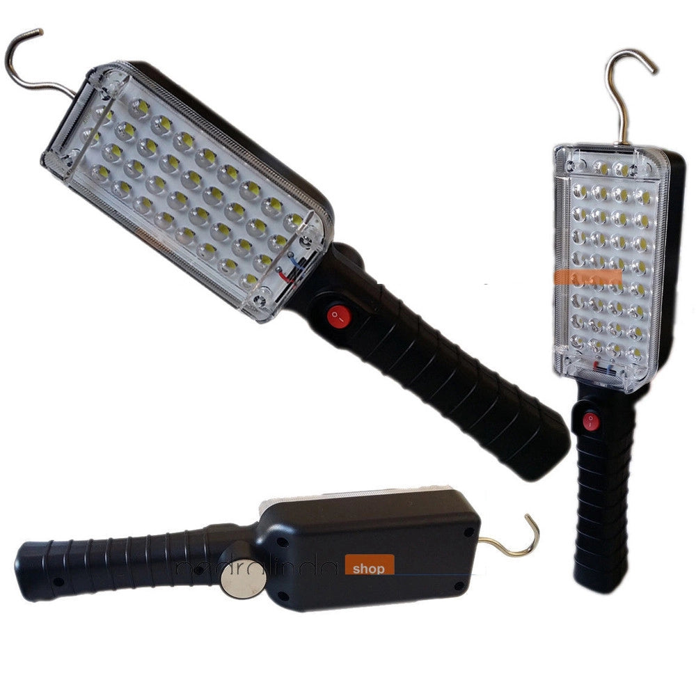 Trade Shop - Torcia Lampada Portatile Gancio Calamitata 34 Led Da Lavoro Ricaricabile Zj-859 -