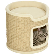 Tiragraffi per Gatti con Area Gioco e Riposo ¨C zephmum ¨C Peluche 38x37 cm Khaki-Beige