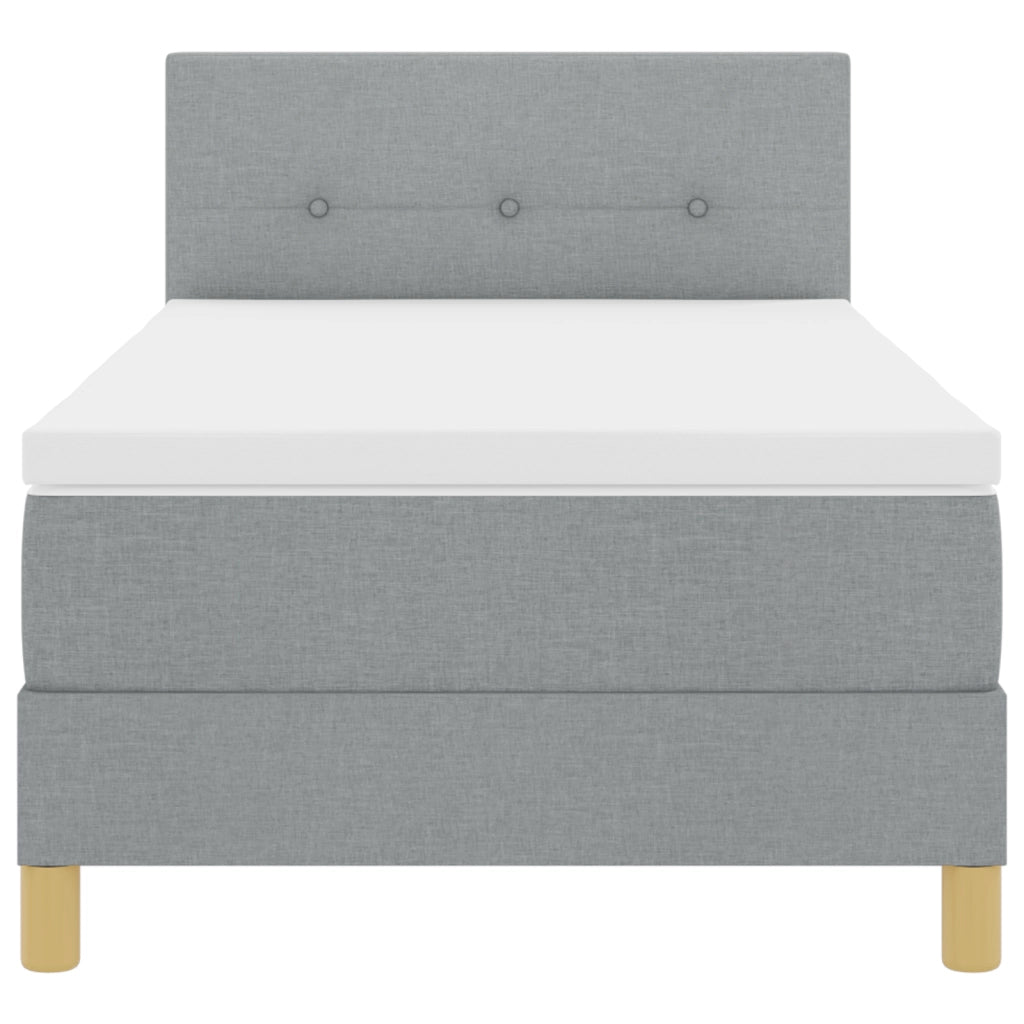 Letto Box Spring con Materasso Grigio Chiaro 90x200 cm in Tessuto