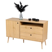 Credenza con 1 porta, 1 vano e 2 cassetti - Stile classico, colore rovere chiaro - 120x39x75 cm - Collezione OAKLANDER