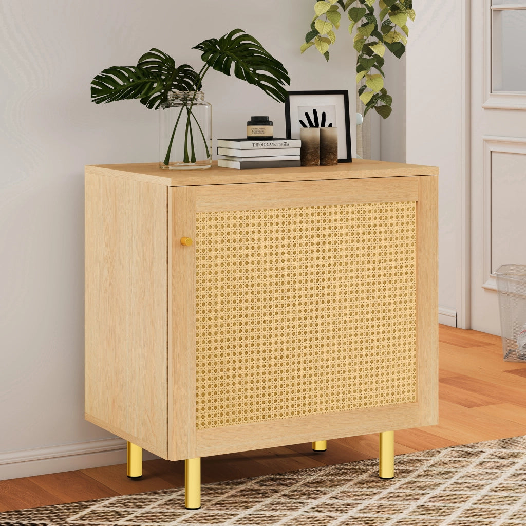 Mobile contenitore con 1 anta e ripiano; per soggiorno; in MDF naturale; 60×40×63 cm