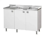 Sottolavello per cucina 3 ante Bianco con lavello vasche dx Cm 120x50xh.91