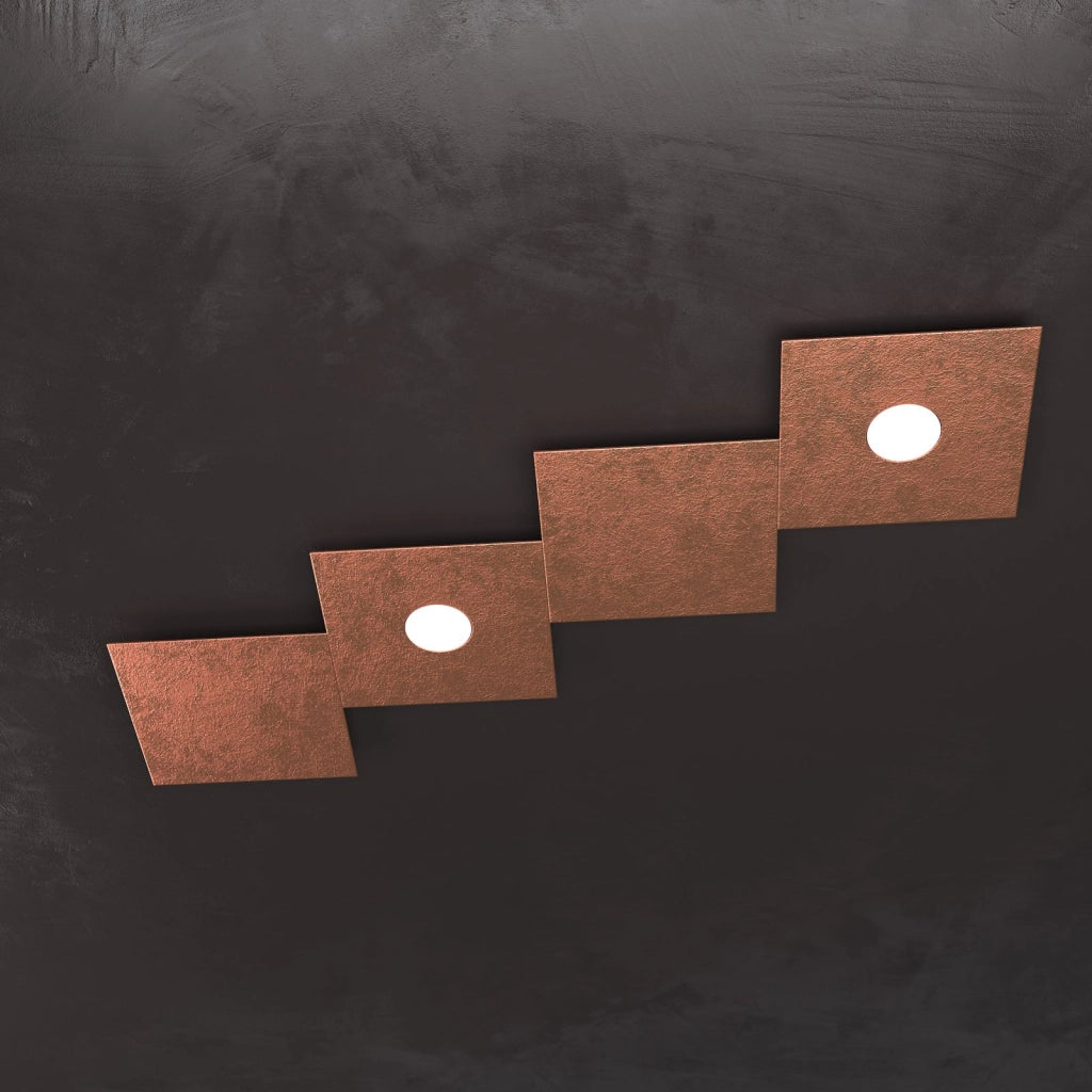 ECCENTRIC APPLIQUE-PLAFONIERA 2 LUCI + 2 DECORATIVO FOGLIA RAME 1156-2L2D-FR
