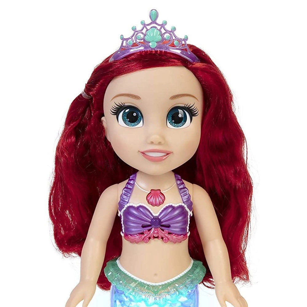 Trade Shop - Ariel Principessa Disney Bambola 35cm Parlante Musicale, Glitter, Si Illumina -