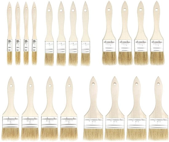 Set di pennelli per pittura 20 pezzi - Setole naturali - Manico ergonomico - 5 misure - Per lavori di verniciatura - 1,27-6,35 cm - Pennelli per verniciare
