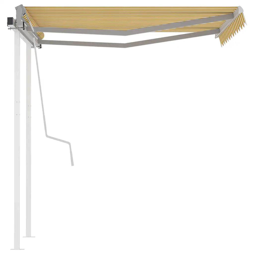 Tenda da Sole Retrattile Manuale e Pali 3x2,5 m Gialla e Bianca 3069898