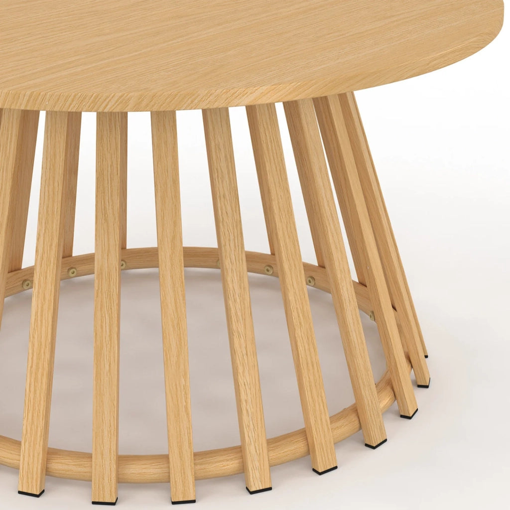 IDMarket - Tavolino da giardino rotondo SOLAL da 70 cm con base a doghe in metallo effetto legno