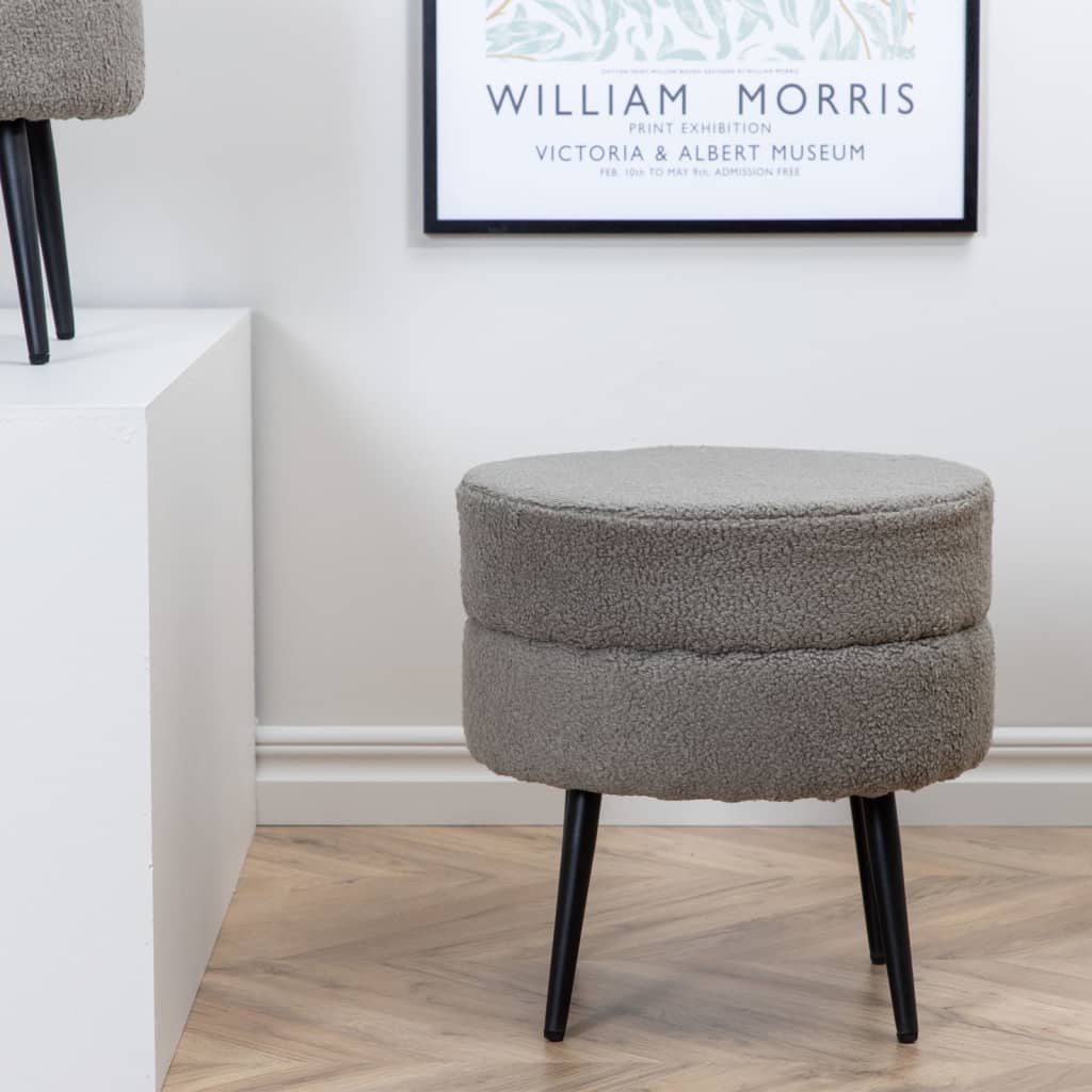 Venture Home Pouf Pot 40x40x40 cm Pelliccia Nero e Grigio 444795