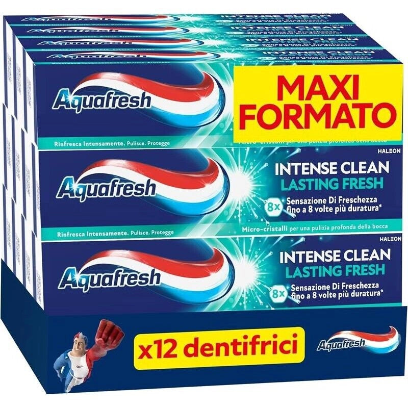 AQUAFRESH SET 12 DENTIFRICI INTENSE CLEAN LASTING FRESH 75 ML L'UNO PRODOTTI PER DENTI
