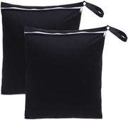 Zaini acqua resistenti - 2 pezzi - 40 x 30 cm - Borse riutilizzabili - Oggetti umidi/secchi - Chiusura metallica a zip - Ecologico - Borse da lavare