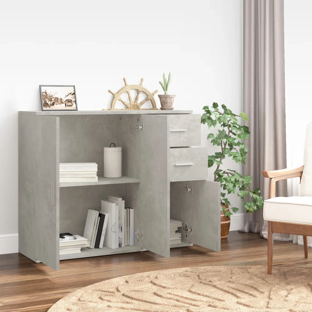 Credenza-Buffet-Armadio da cucina Grigio Cemento 91x29,5x75 cm in Legno Multistrato