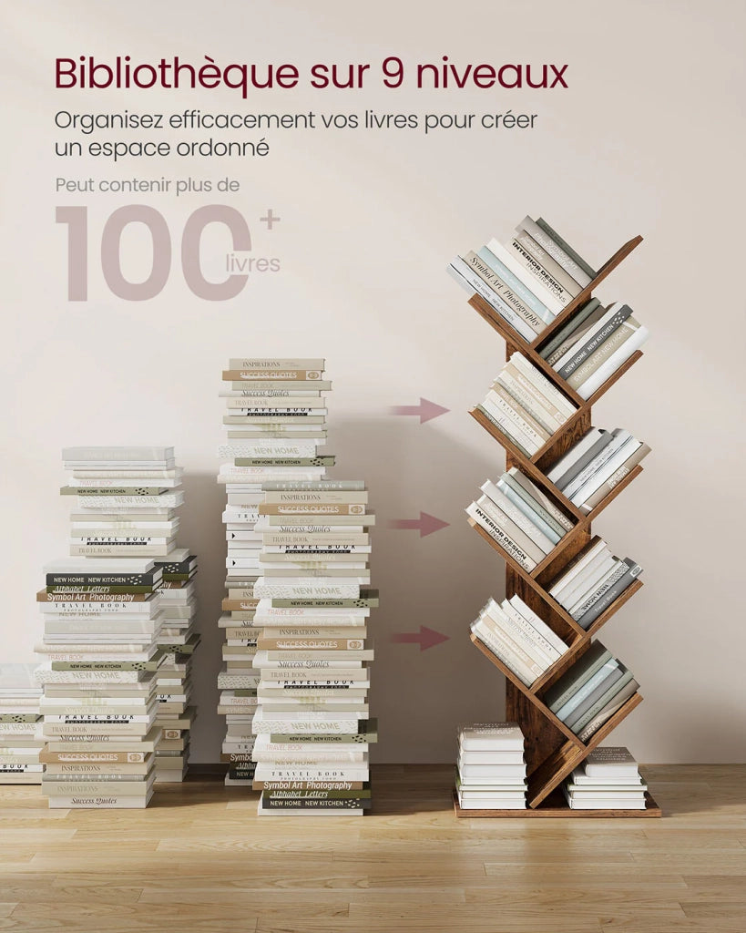 Libreria a 8 ripiani 50 x 24 x 141,5 cm a forma di albero marrone 12_0004050