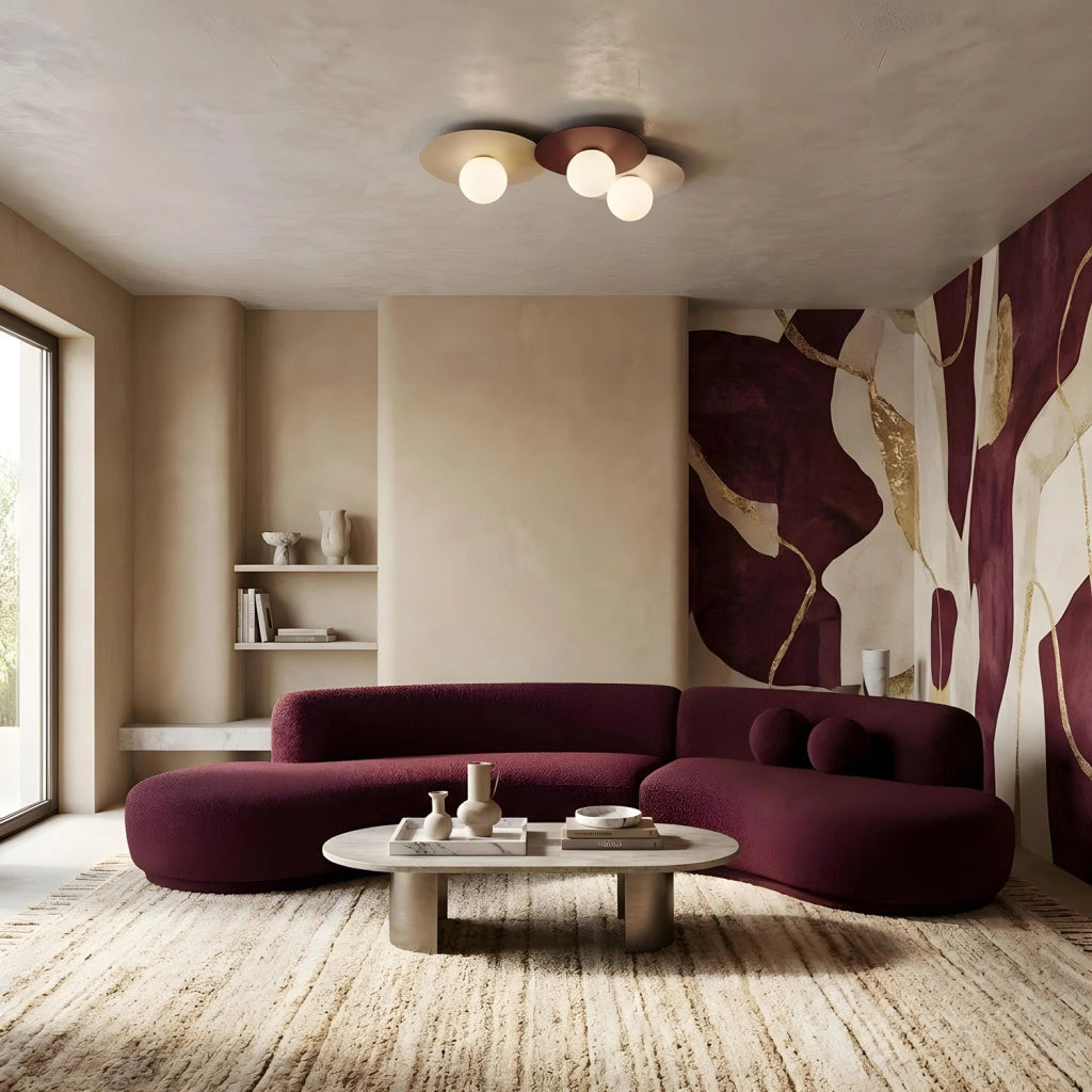 Lampada soffitto Flat 3xE27 beige bordeaux Luminex