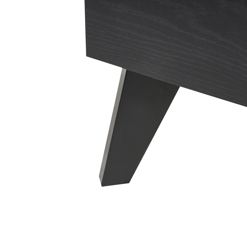 Letto matrimoniale in legno di gomma con testiera in vimini nero 120 x 200 cm stile boho minimalista