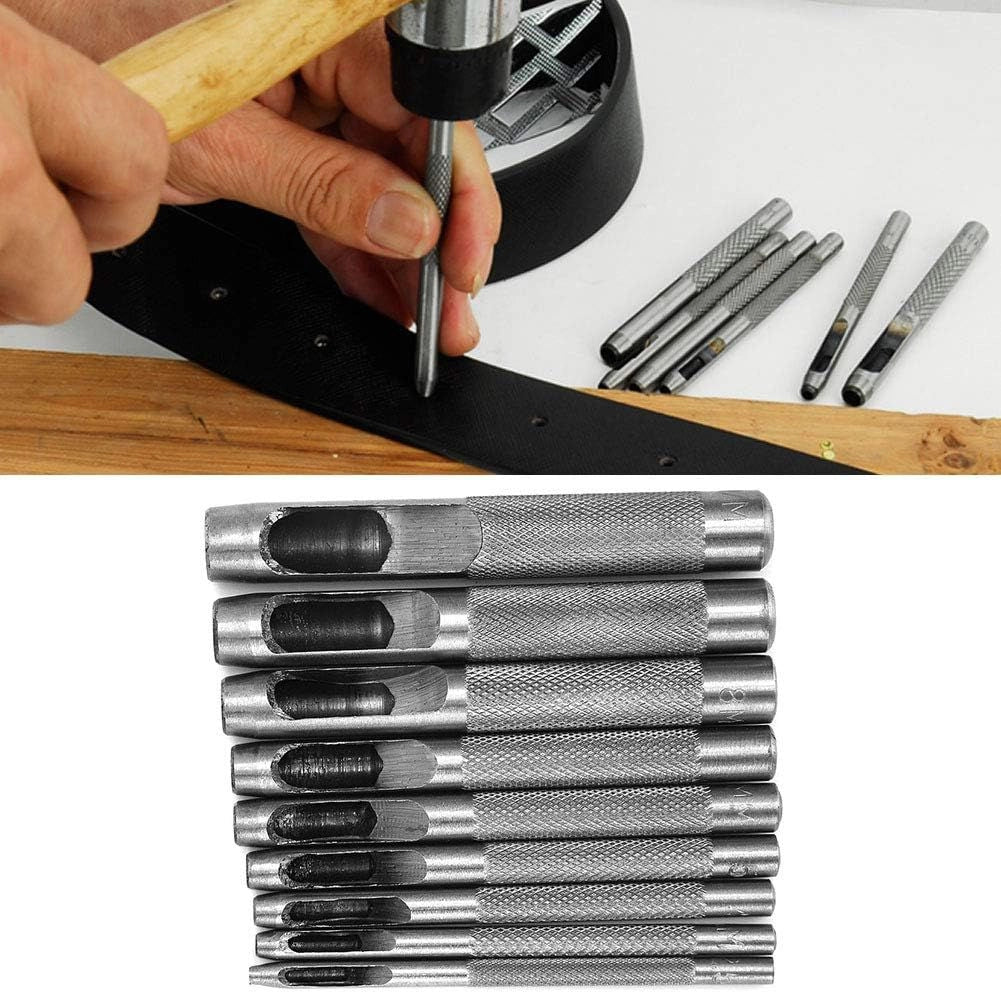 Fustelle In Acciaio Set 9 Pz Per Cuoio Lamiere Stoffa Plastica Legno 391109