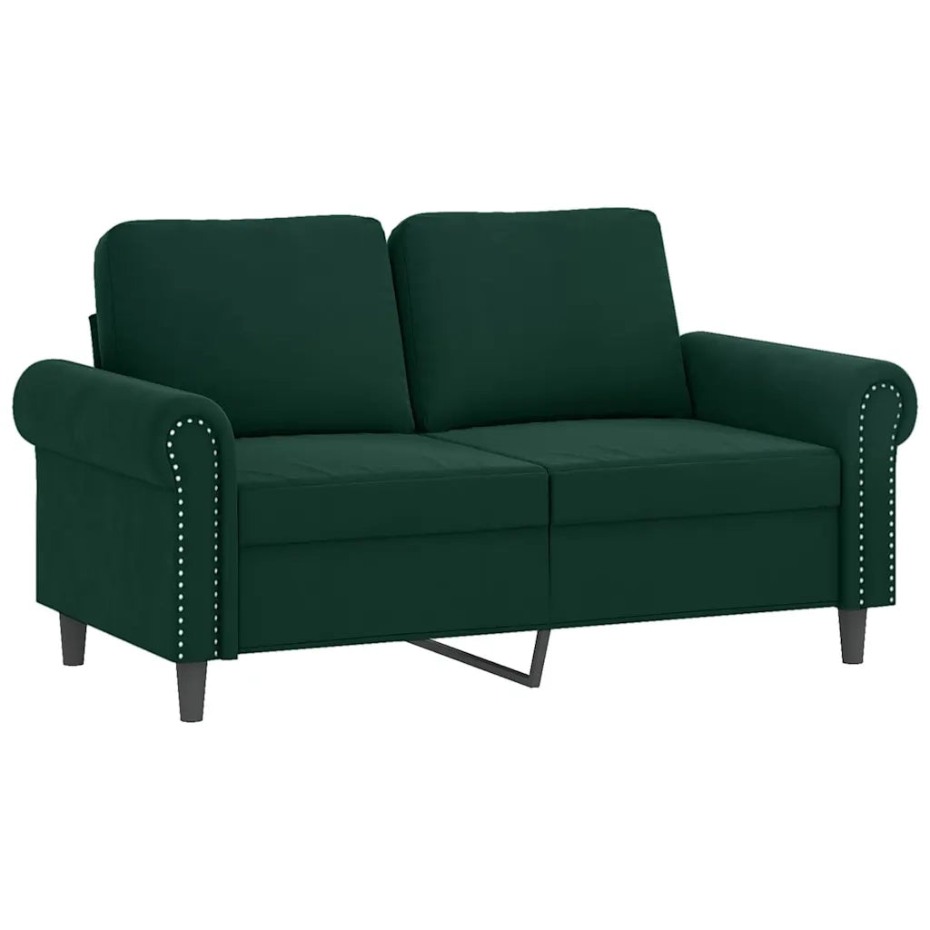 Set di Divani 2 pz con Cuscini Verde Scuro in Velluto