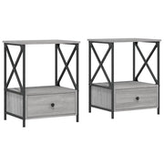 Set di 2 Comodini | Armadio da Notte | Mobiletto da notte Grigio Sonoma 50x41x65 cm in Legno Multistrato
