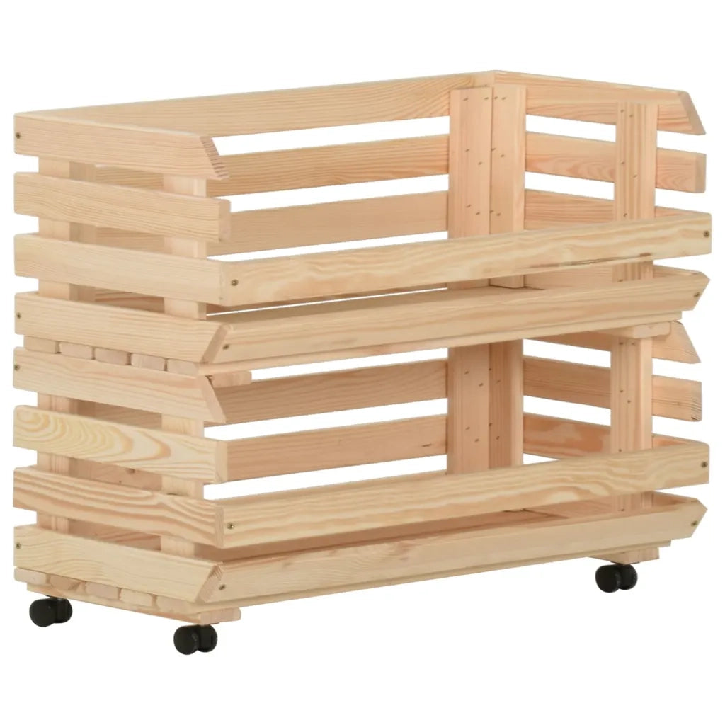 Carrello Portaverdure 77x30x80 cm in Legno Massello di Pino 327327