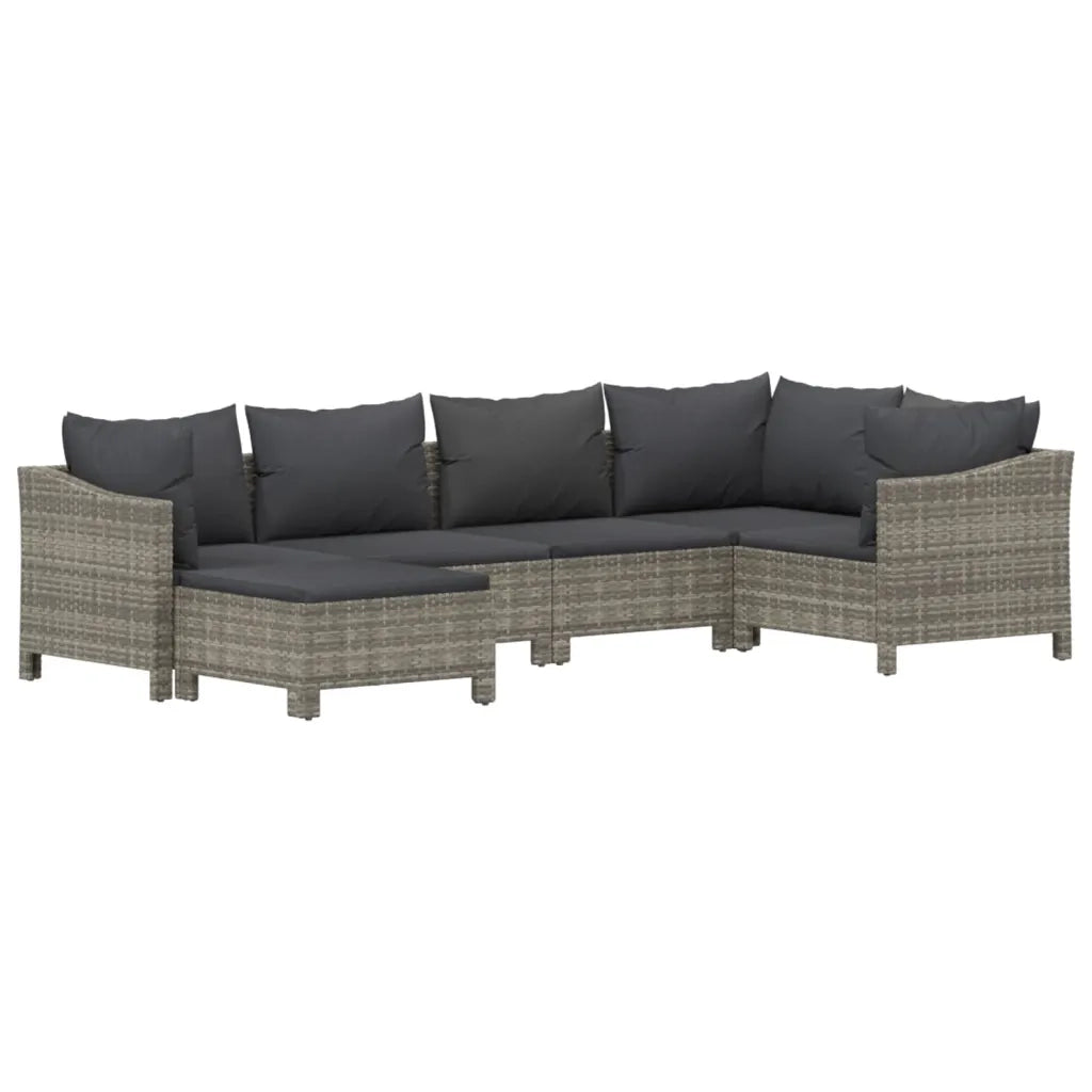 Set Divani da Giardino 6 pz con Cuscini in Polyrattan Grigiocod mxl 76686