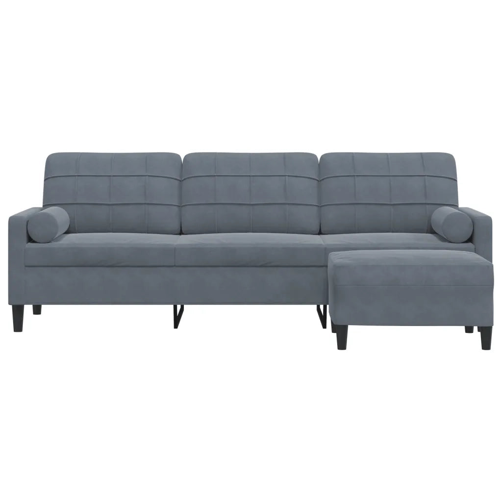 Divano a 3 Posti con Poggiapiedi Grigio Scuro 210cm in Velluto 3278278