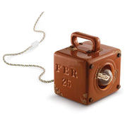 Lumetto Vintage Industrial Cubica Ferro Ceramica Arancio 1 Luce E27