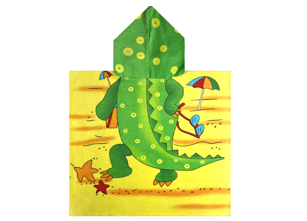 Poncho Mare Per Bambini Per Spiaggia In Morbida Spugna Disegno Coccodrillo