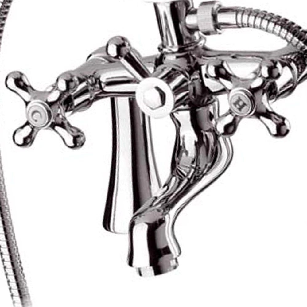 Rubinetto vasca esterno con colonnette altecon doccia - serie liberty