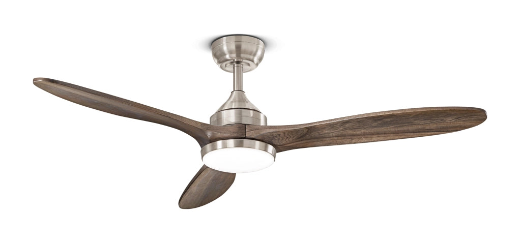 Ventilatore da Soffitto Serie 7171 in Metallo Cromo Spazzolato con Motore DC 26W, LED 18W Dimmerabile e Telecomando Incluso - Perenz