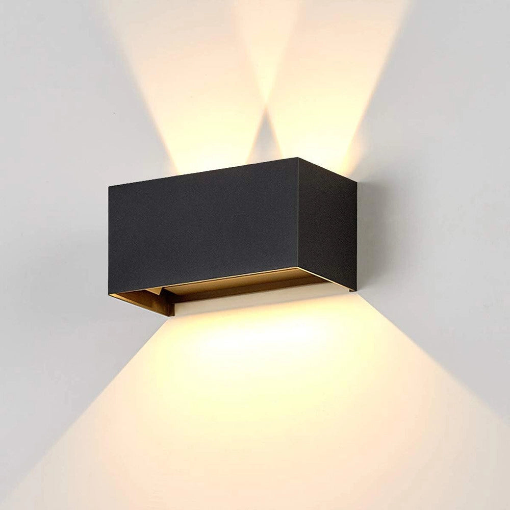 Trade Shop - Applique Lampada Led 24w Da Esterno A Parete Doppio Fascio Luminoso Regolabile Ip65 Es30 - Nero-bianco Caldo      -