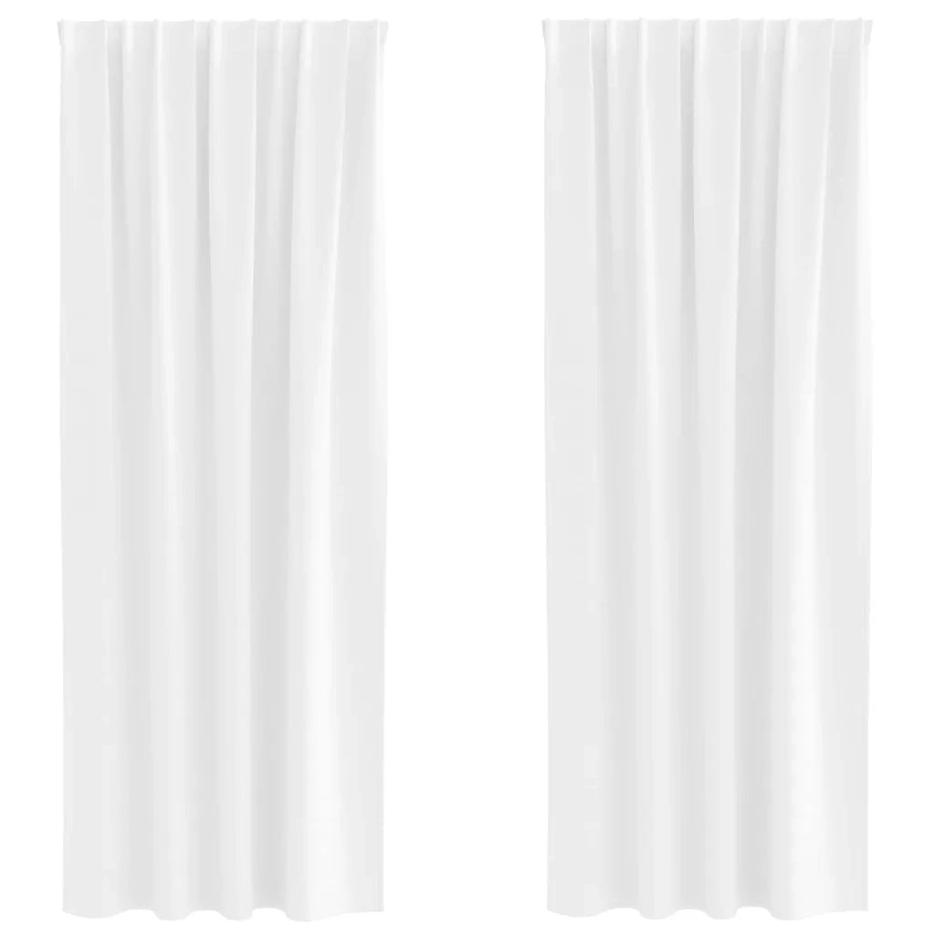 vidaXL Tende con tende 2 pcs Bianco brillante Poliestere