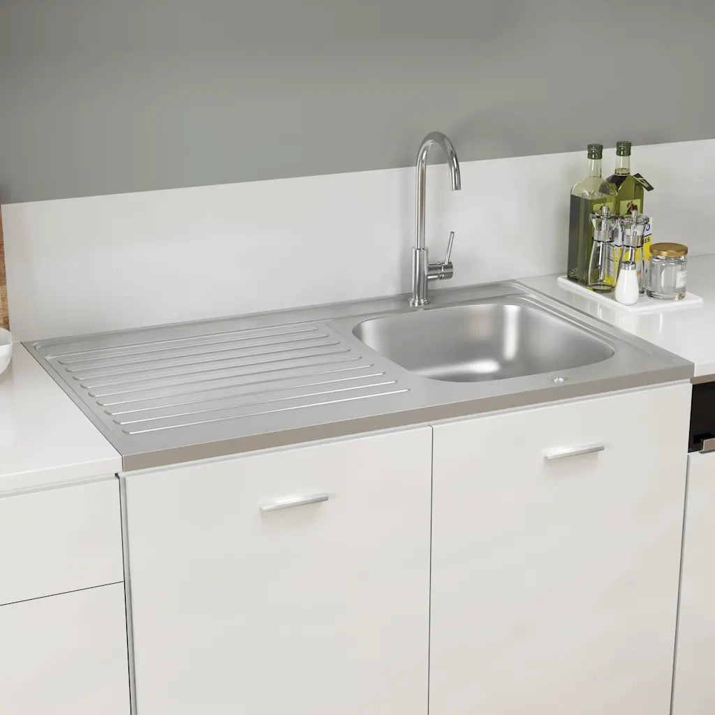 Lavello Cucina e Scolapiatti Argento 1000x600x155 mm in Acciaio cod mxl 51783