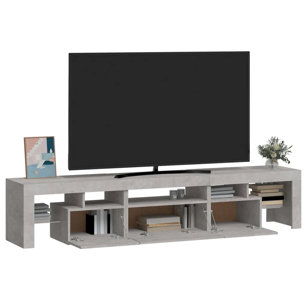 Mobile Porta TV con Luci LED Grigio Cemento 200x36,5x40 cm 3152813