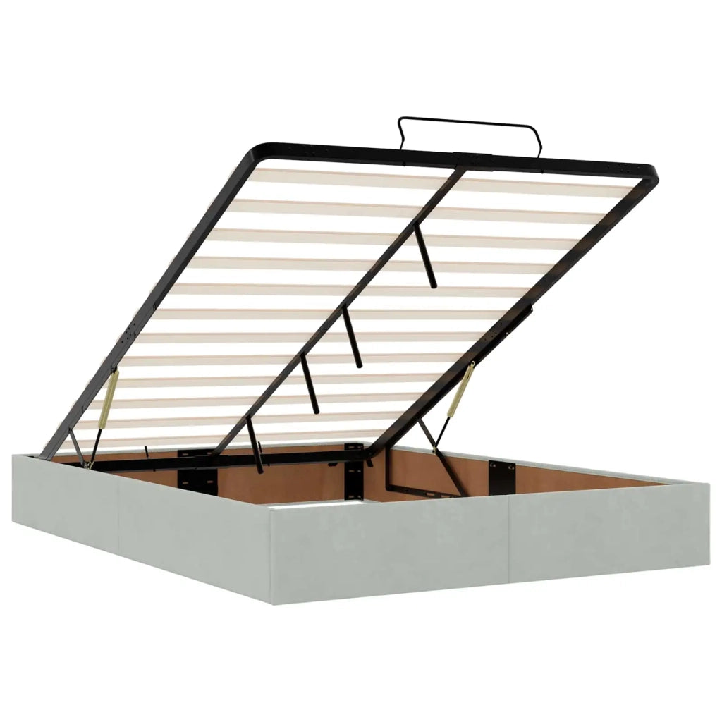 Letto ottomano con materasso Grigio Chiaro 160 x 200 cm Velluto 3457659