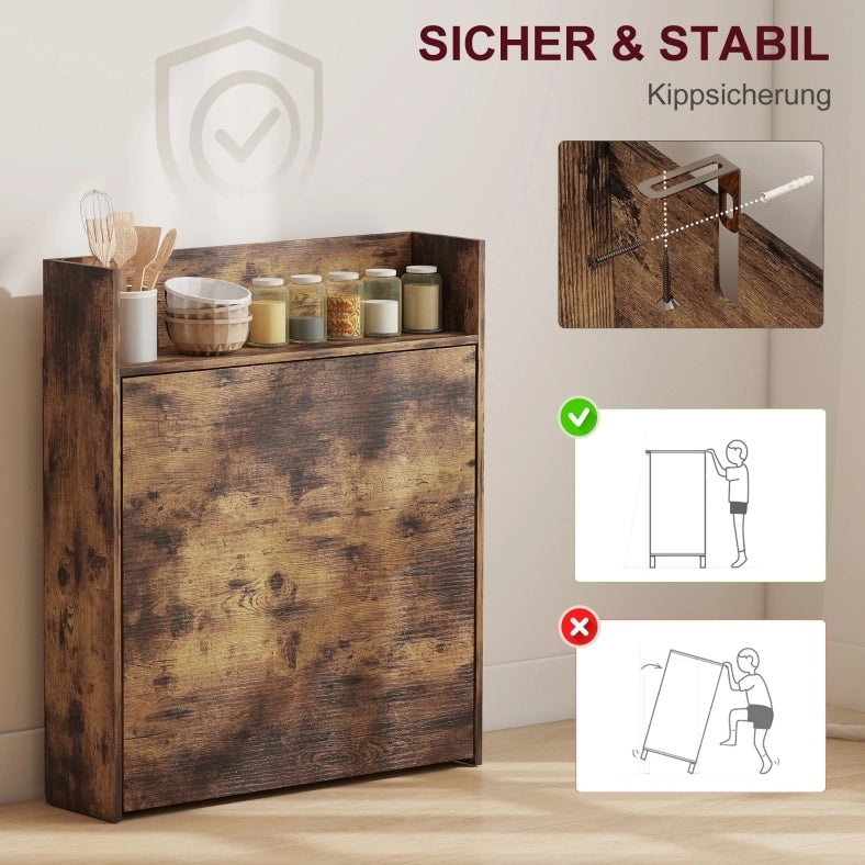 Tavolo pieghevole con 3 ripiani 80x90x93 cm marrone rustico