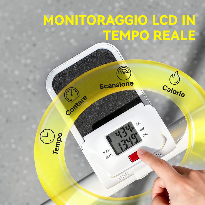 Stepper Vertical Climber Pieghevole con Impugnatura Regolabile Pedali Antiscivolo e Monitor LCD Bianco