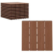 Set 11 Piastrelle per Esterni ad Incastro Antiscivolo in HDPE Riciclato, 30x30x2.2 cm, Marrone