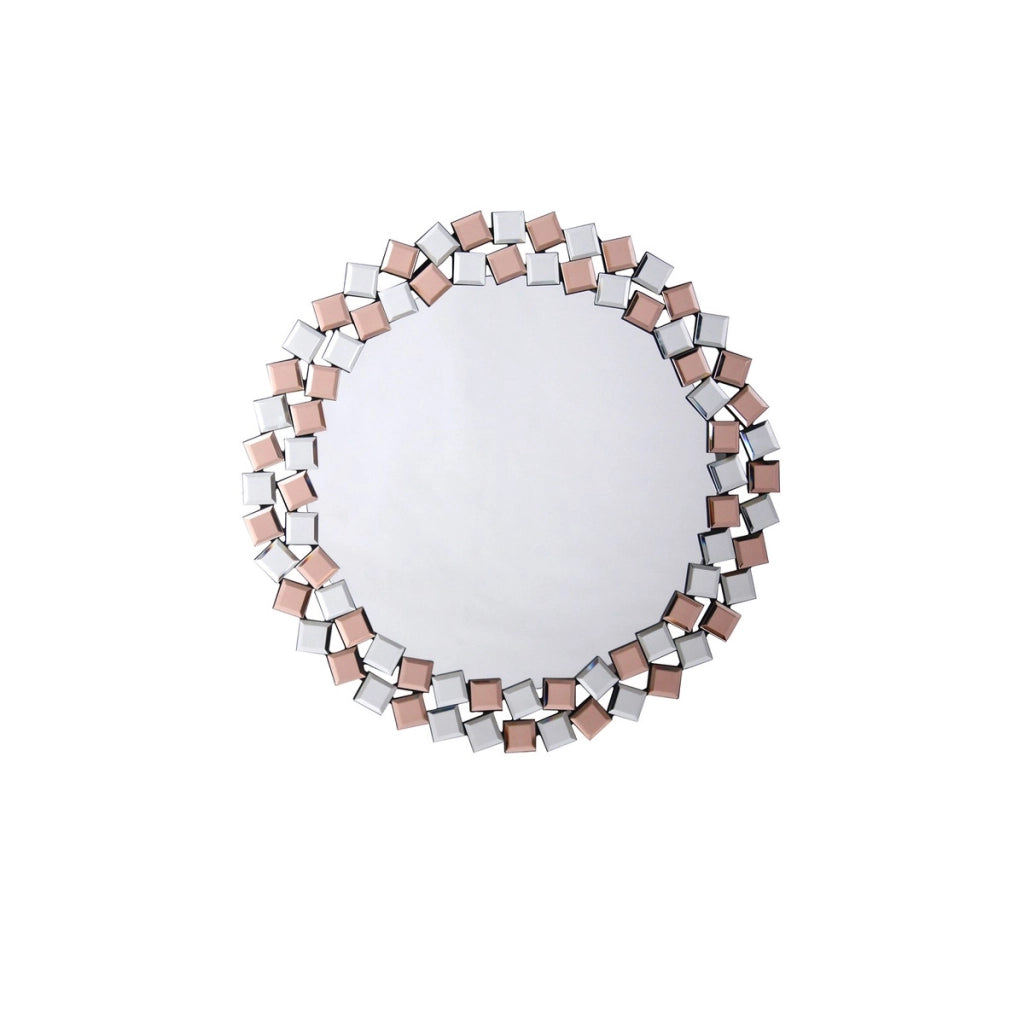 Specchio da parete Mosaic tondo in argento e rose'