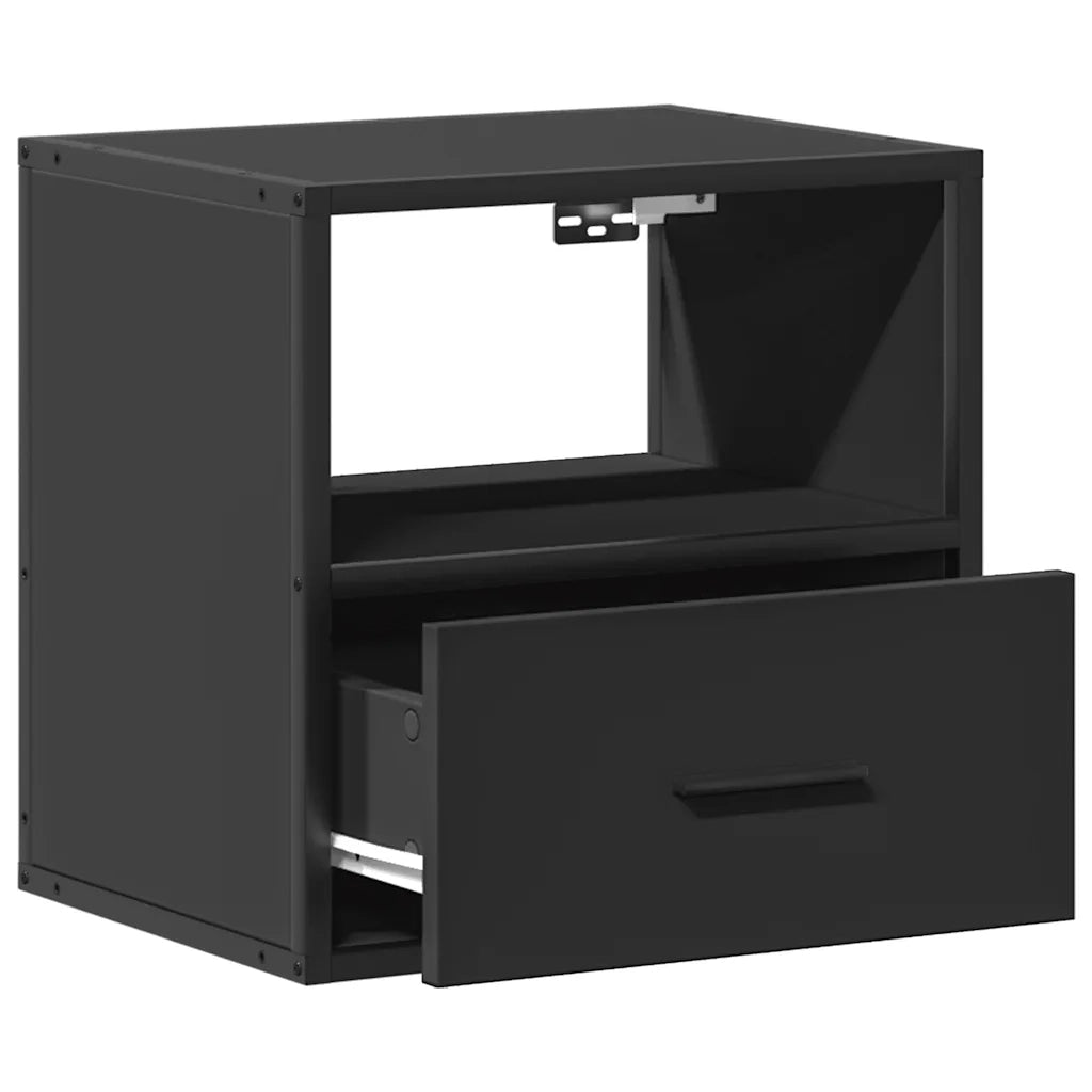 Comodino | Armadio da Notte | Mobiletto da notte a Muro Nero 40x31x39,5 cm