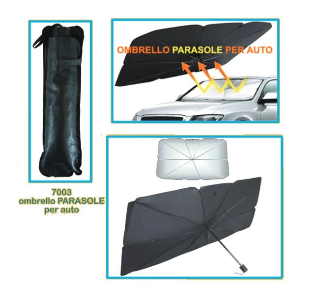 Parasole Auto Parabrezza ad Ombrello Pieghevole con Custodia 63 x 113 cm