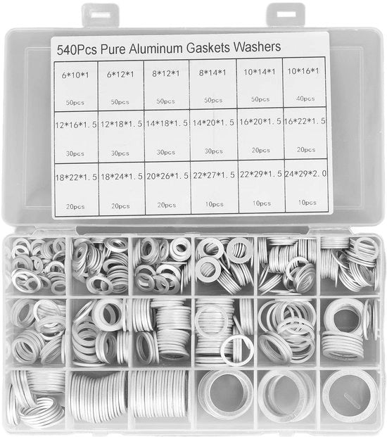 Set di O-ringen 540 pezzi - Lega di alluminio - Resistente all'ossidazione - Gamma di temperatura - Utilizzo per autoveicoli/apparecchiature industriali