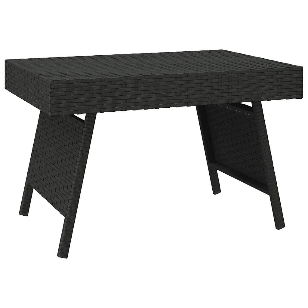 Tavolino | Tavolo laterale Pieghevole Nero 60x40x38 cm in Polyrattan